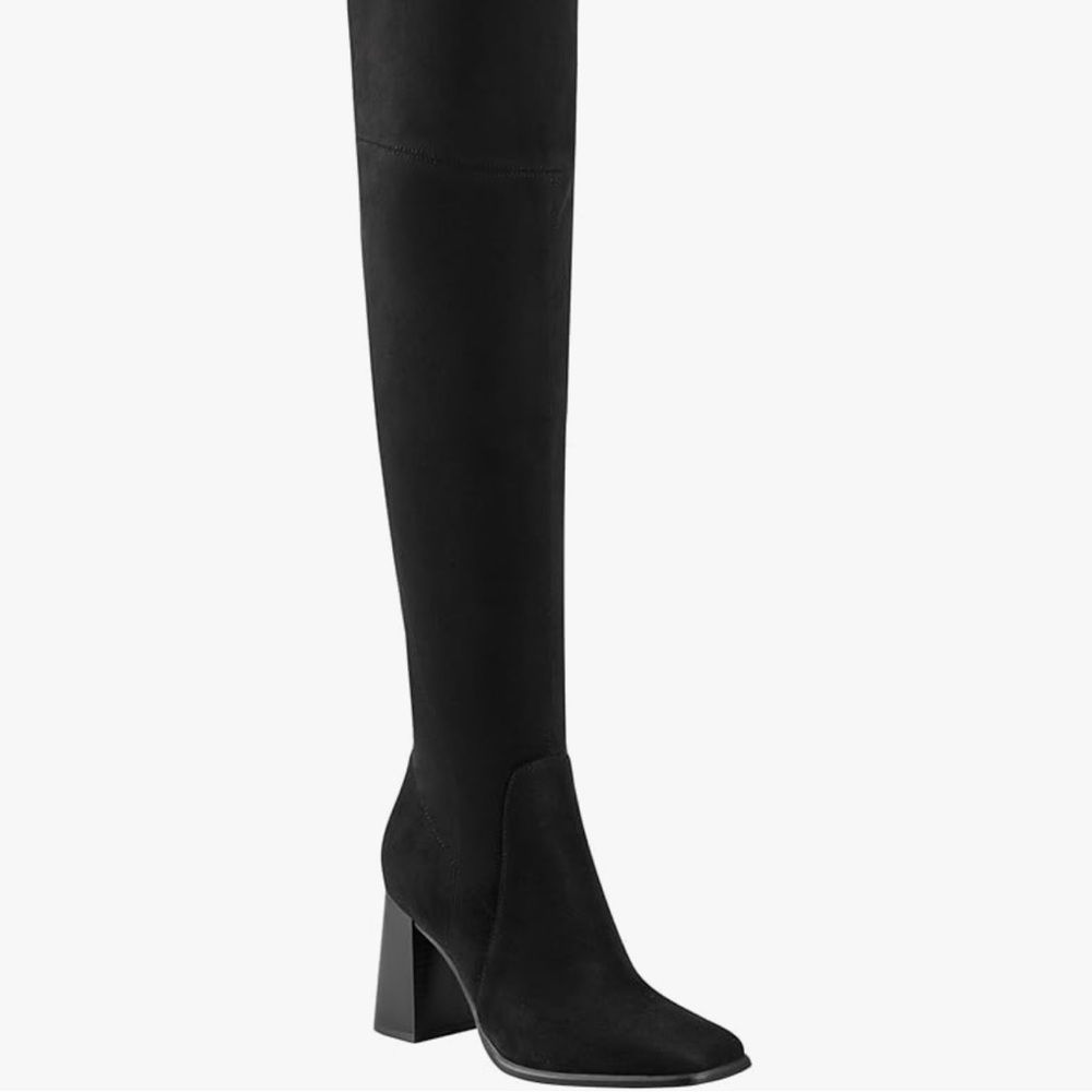 Marc Fisher Denki Black Faux Suede Block Heel Over The Knee Boots Wm’s Sz 5 New - Picture 10 of 11